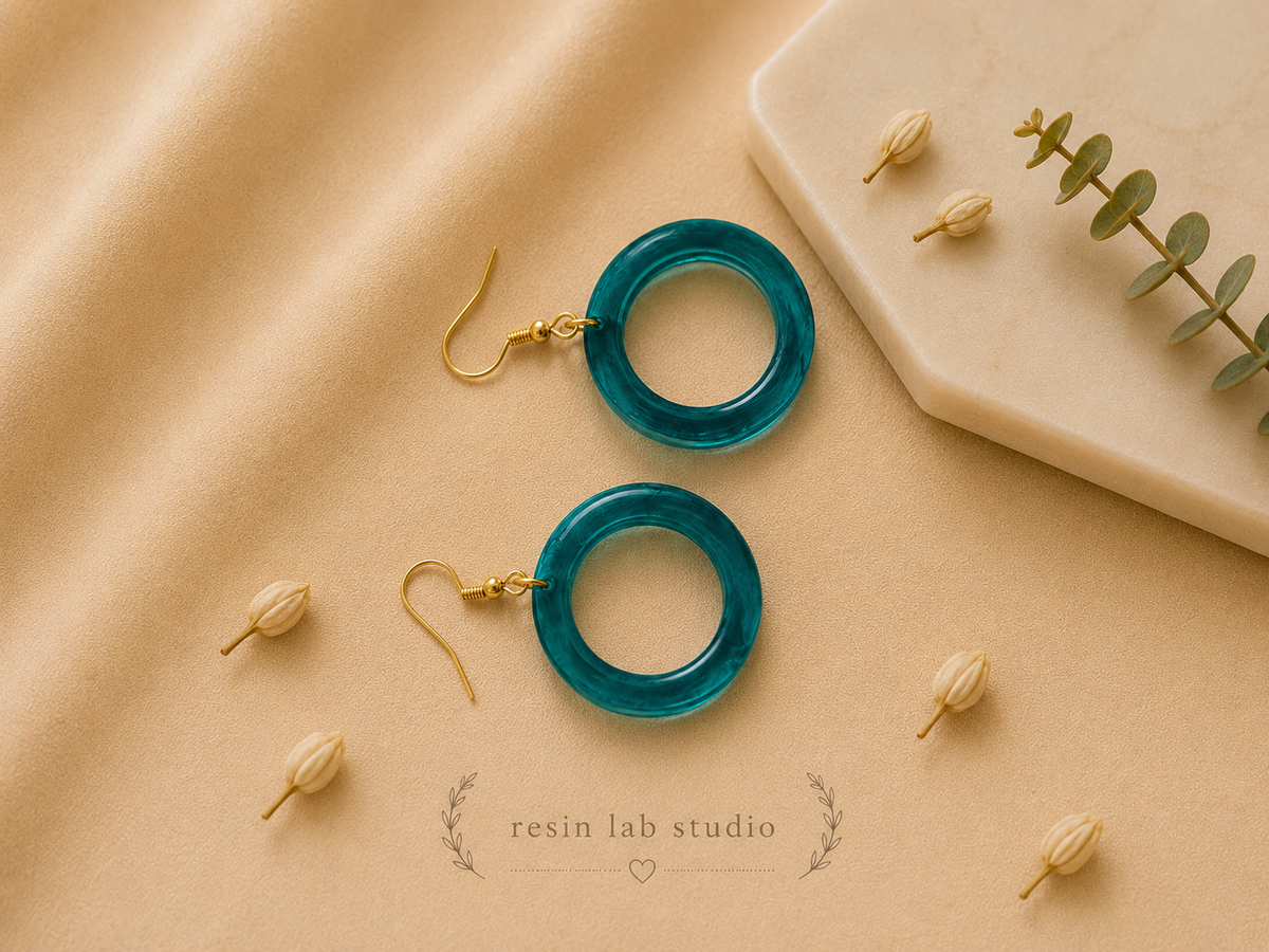 Turquoise Resin Hoop Earrings – Handmade Jewelry