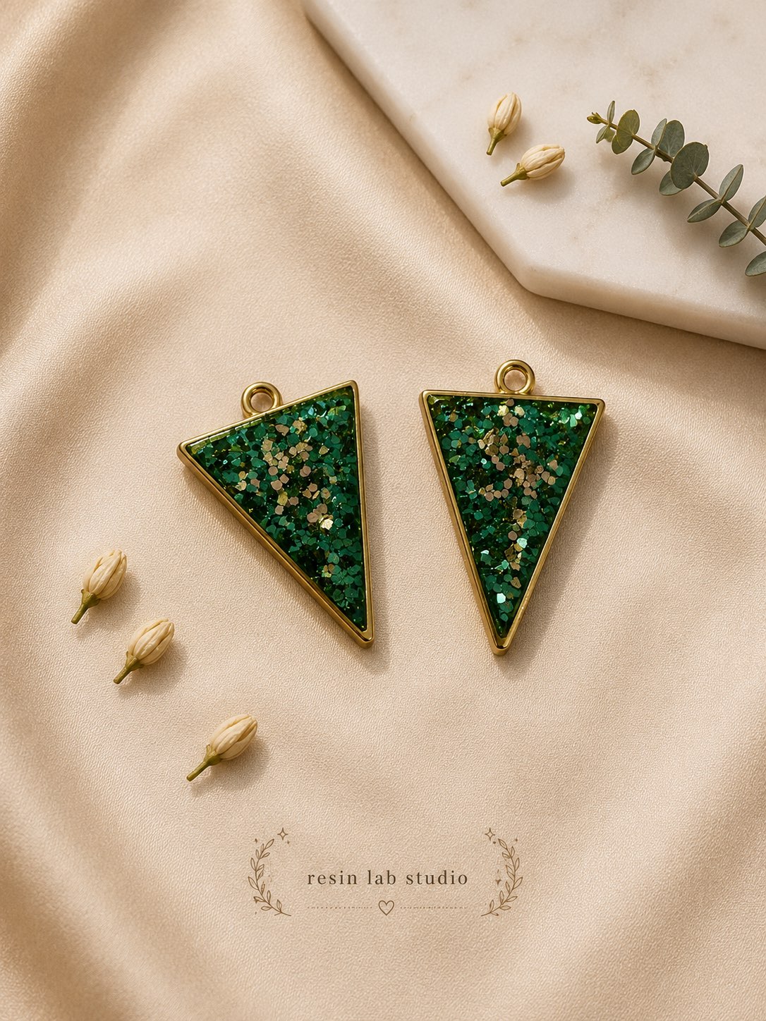 Leprechaun's Fortune Green and Gold Resin Pendant – Handmade Good Luck Charm Necklace