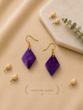 Amethyst Rhombus Earrings — Purple Marble Resin