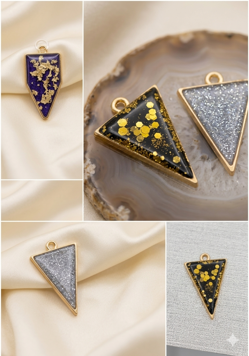 Deep Blue Pentagon - Gold Sparkle Collection